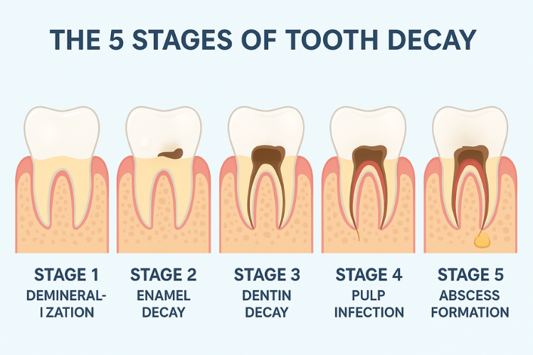 The five stages of tooth decay