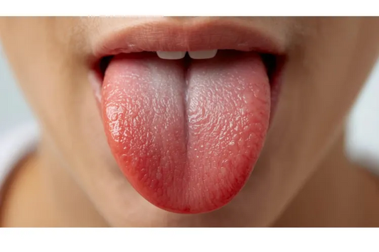  A woman showing her tongue.