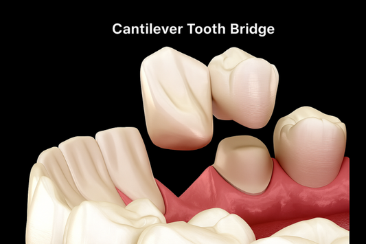 A close-up of a cantilever dental bridge 