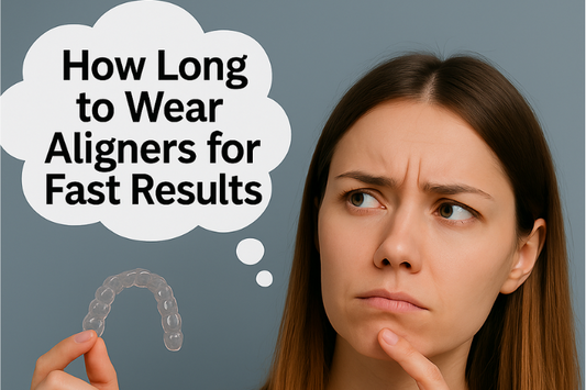 A girl thinking about how long to wear aligners.  