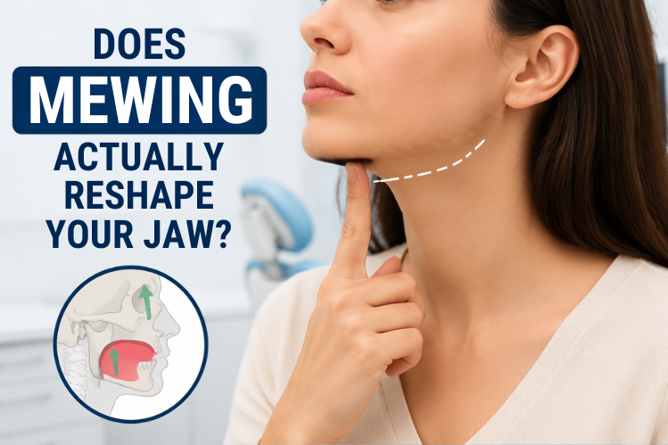 Girl checking if mewing has reshaped her jaw or not?