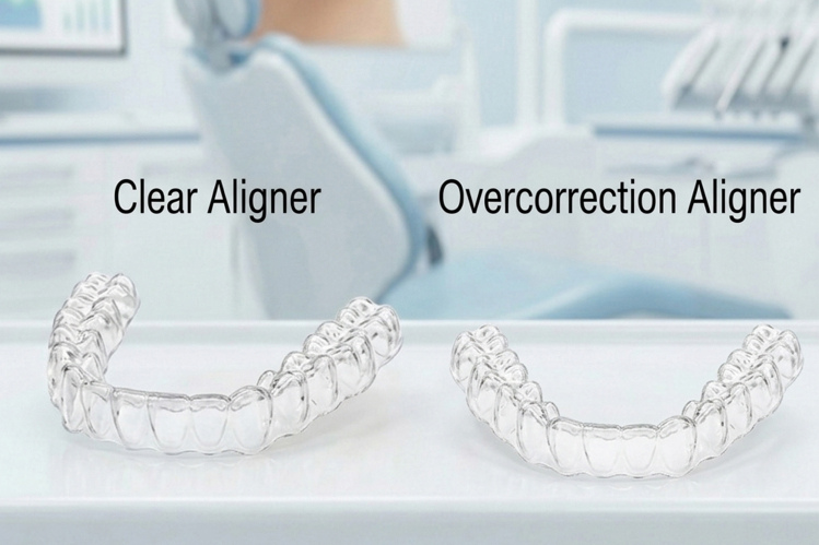 Comparison of clear aligners and overcorrection aligners.