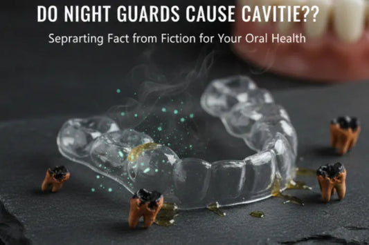  A nightguard surrounded by damaged teeth
