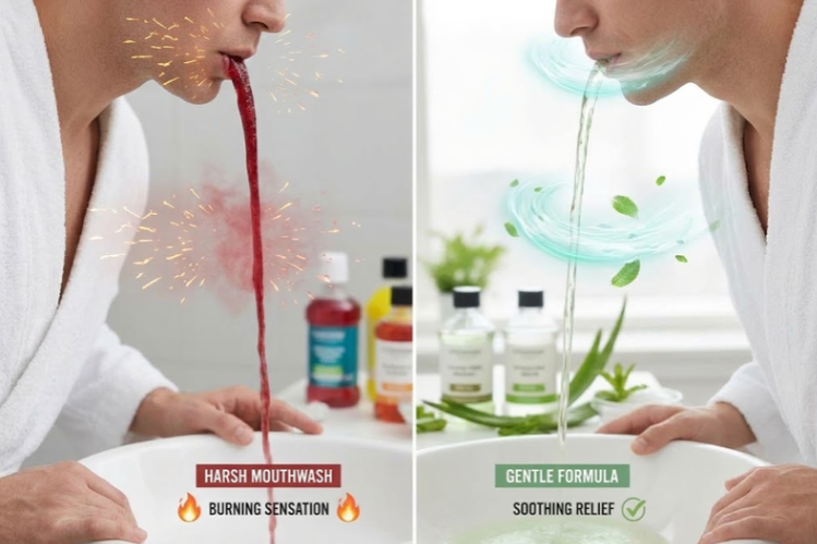 Comparison of alcohol-based mouthwash burning versus alcohol-free mouthwash soothing