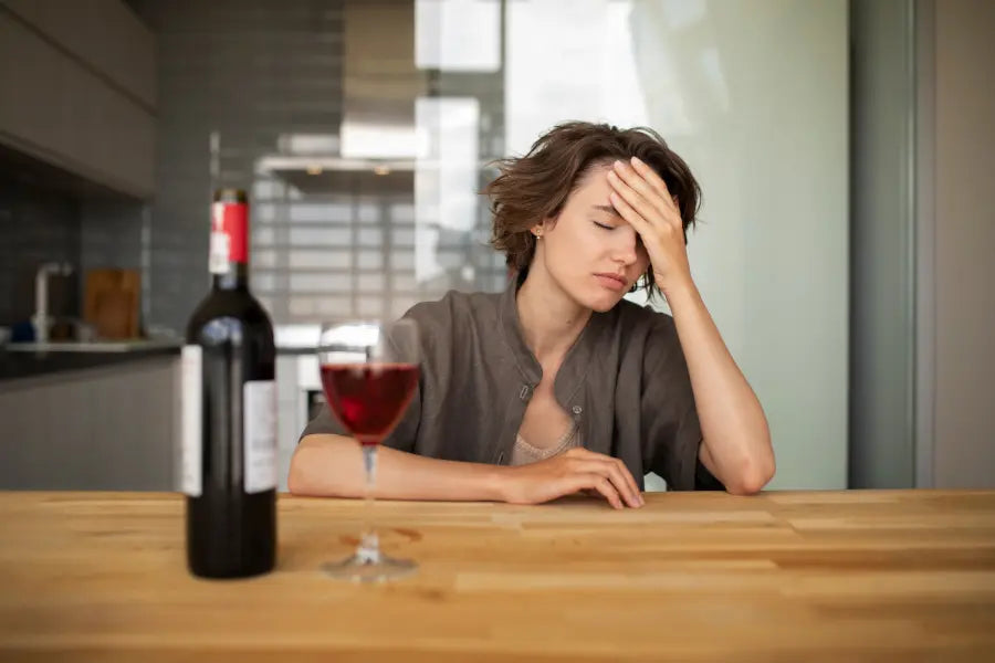 A young woman dealing with alcohol abuse 
