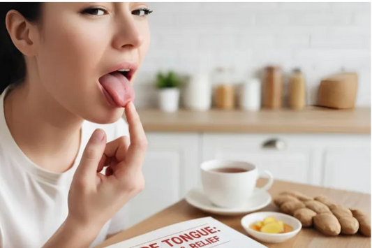 A lady with a sore tongue